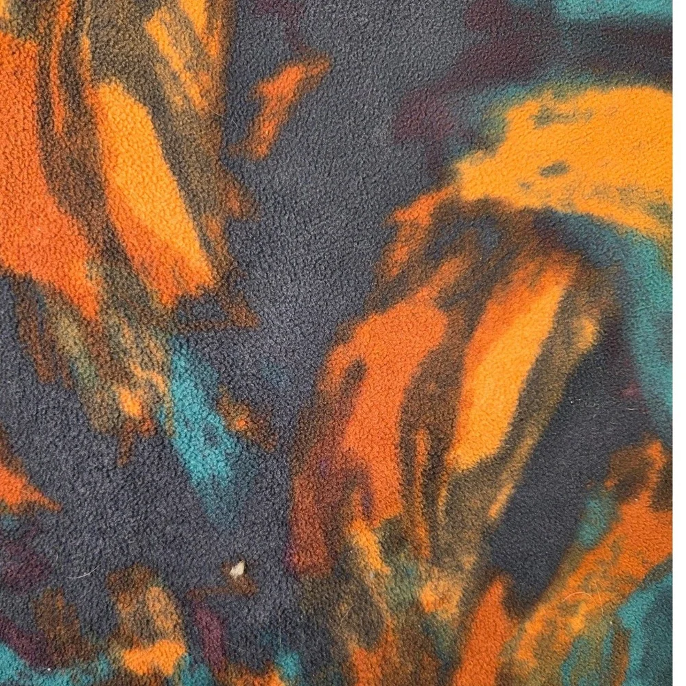 Eddie Bauer Womens Fleece Pullover M Abstract Tie Dye Crew Neck Blue Orange Teal - Picture 3 of 6